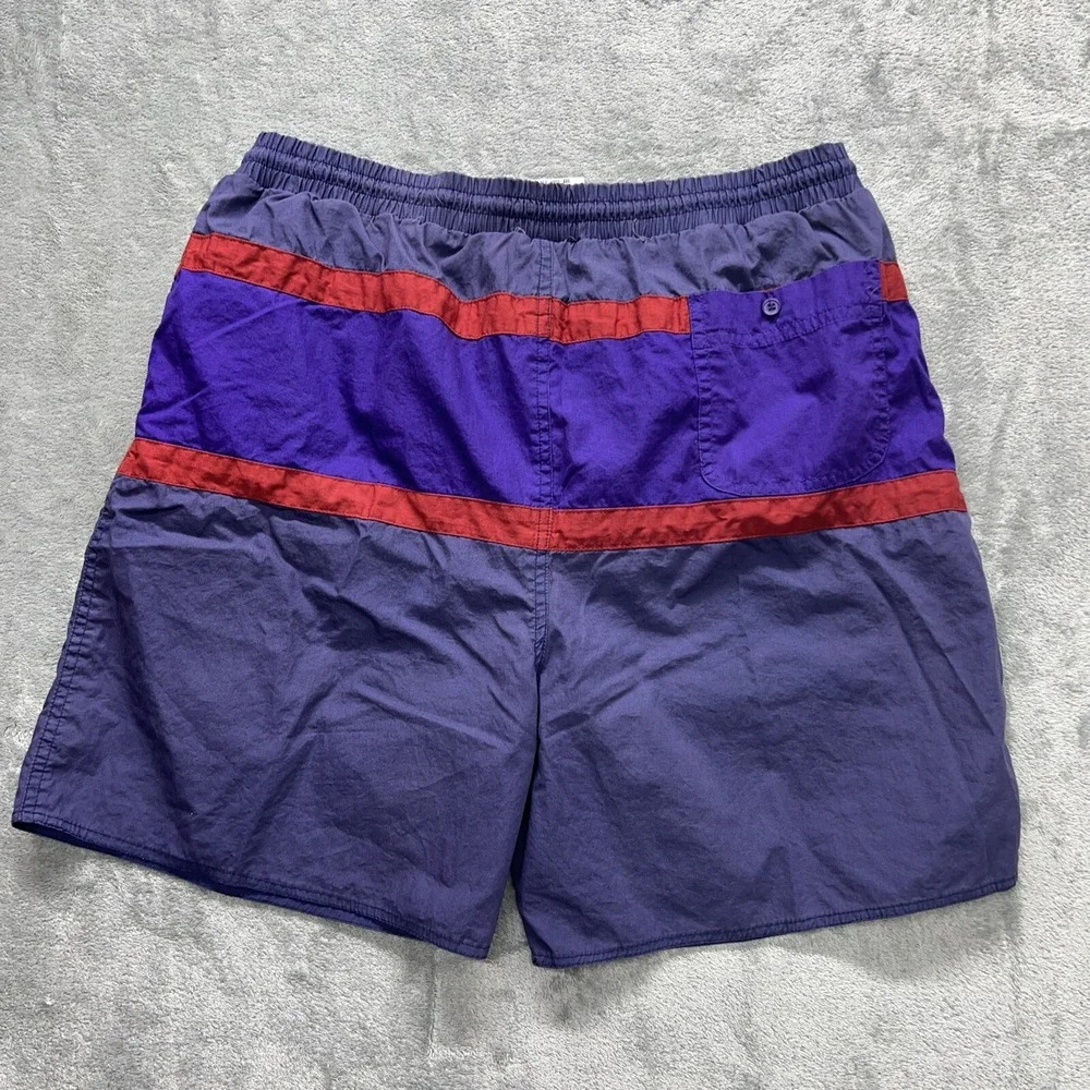 Vintage Esprit Swimming Trunks Faded Color Block Lined Nylon Shorts Baggies L